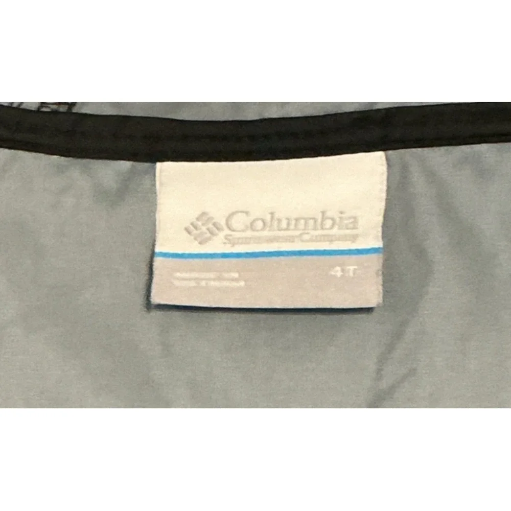 COLUMBIA Boys Windbreaker Jacket Black Full Zipper 4T F2 School Play Lightweight
